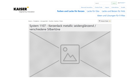 1. Variante „offene Haupt-Navigation“ und komplette Layout-Breite für Produktinformationen (z. B. Fotos) Prototyp Wireframe für Kaiser Lacke– Version 1