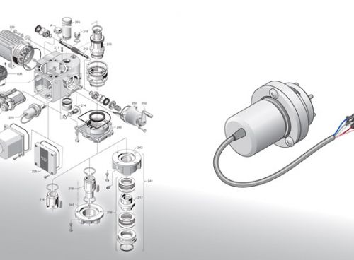 Technische Illustrationen zum Aufbau des Stellantriebs