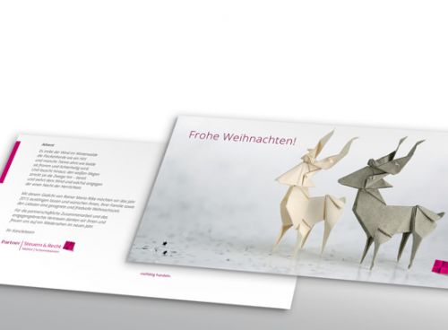 Weihnachtskarte im Origami-Design