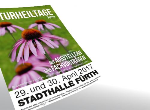 Werbung zur Messe Naturheiltage in der Stadthalle Fürth