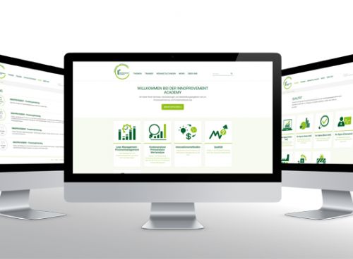 Eigene Website der INNOPROVEMENT ACADEMY im Card-Design