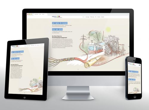 Moderner Internet­auftritt mit Grafiken im Aquarell-Look