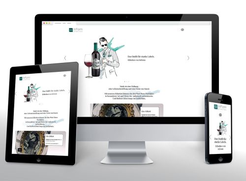 Web-Auftritt mit Illustrationen im Stil von Modeskizzen