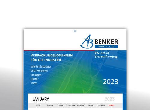 Kalender mit Folder zu nach­haltigen Ver­pack­ungen