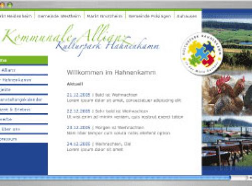 Screendesign für den Webauftritt der Kommunalen Allianz Hahnenkamm