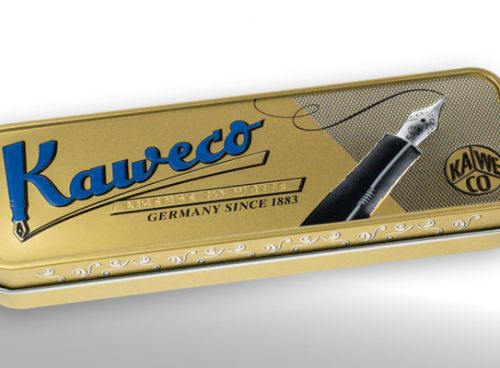 Nostalgisches Blechetui mit Kaweco Motivprägung