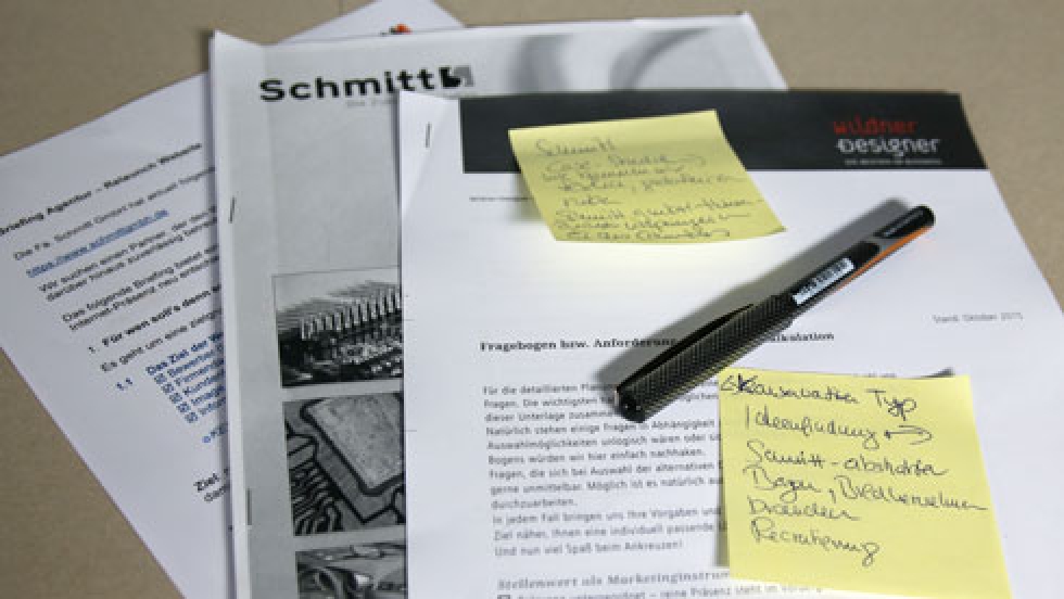 Basisinformationen und schriftliches Briefing vom Kunden, Checkliste zur Grobkalkulation.