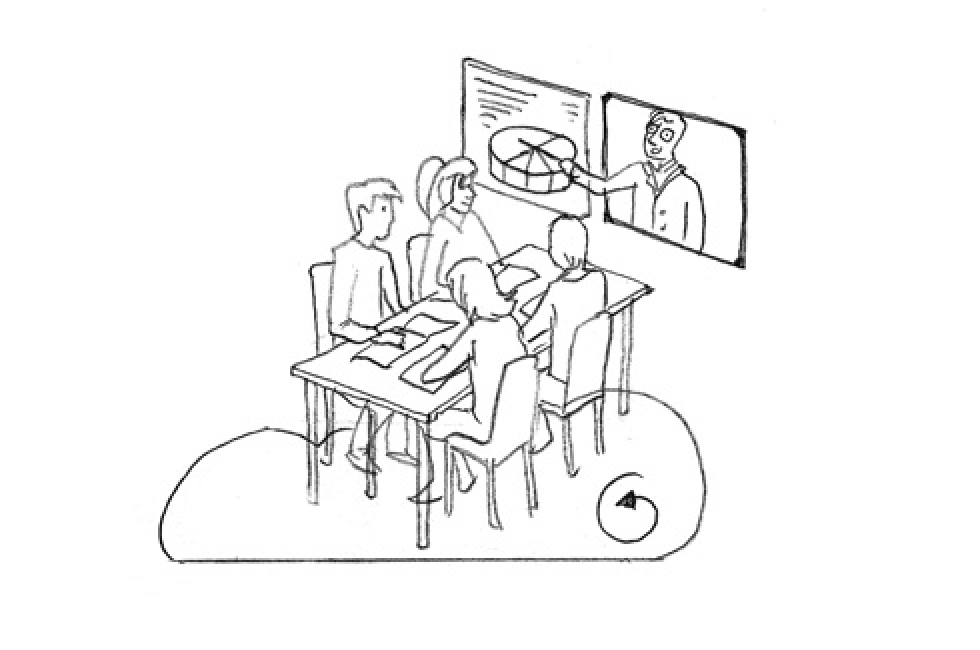 Neben synchronen Lernphasen in Form von klassischem Präsenzunterricht vor Ort, werden weitere Lerninhalte zusätzlich in virtuellen Klassenräumen vermittelt. Neben synchronen Lernphasen in Form von klassischem Präsenzunterricht vor Ort, werden weitere Lerninhalte zusätzlich in virtuellen Klassenräumen vermittelt.