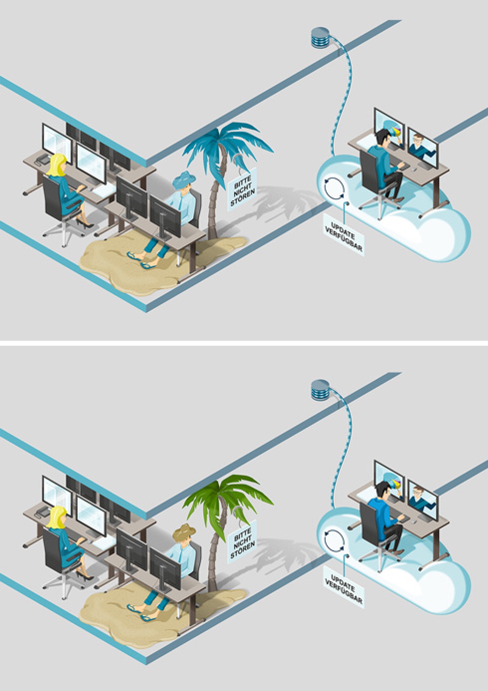 Vor der Reinzeichnung und Koloration aller Szenen, haben wir eine Szene exemplarisch mit zwei Farbvarianten aufbereitet. Vor der Reinzeichnung und Koloration aller Szenen, haben wir eine Szene exemplarisch mit zwei Farbvarianten aufbereitet.
