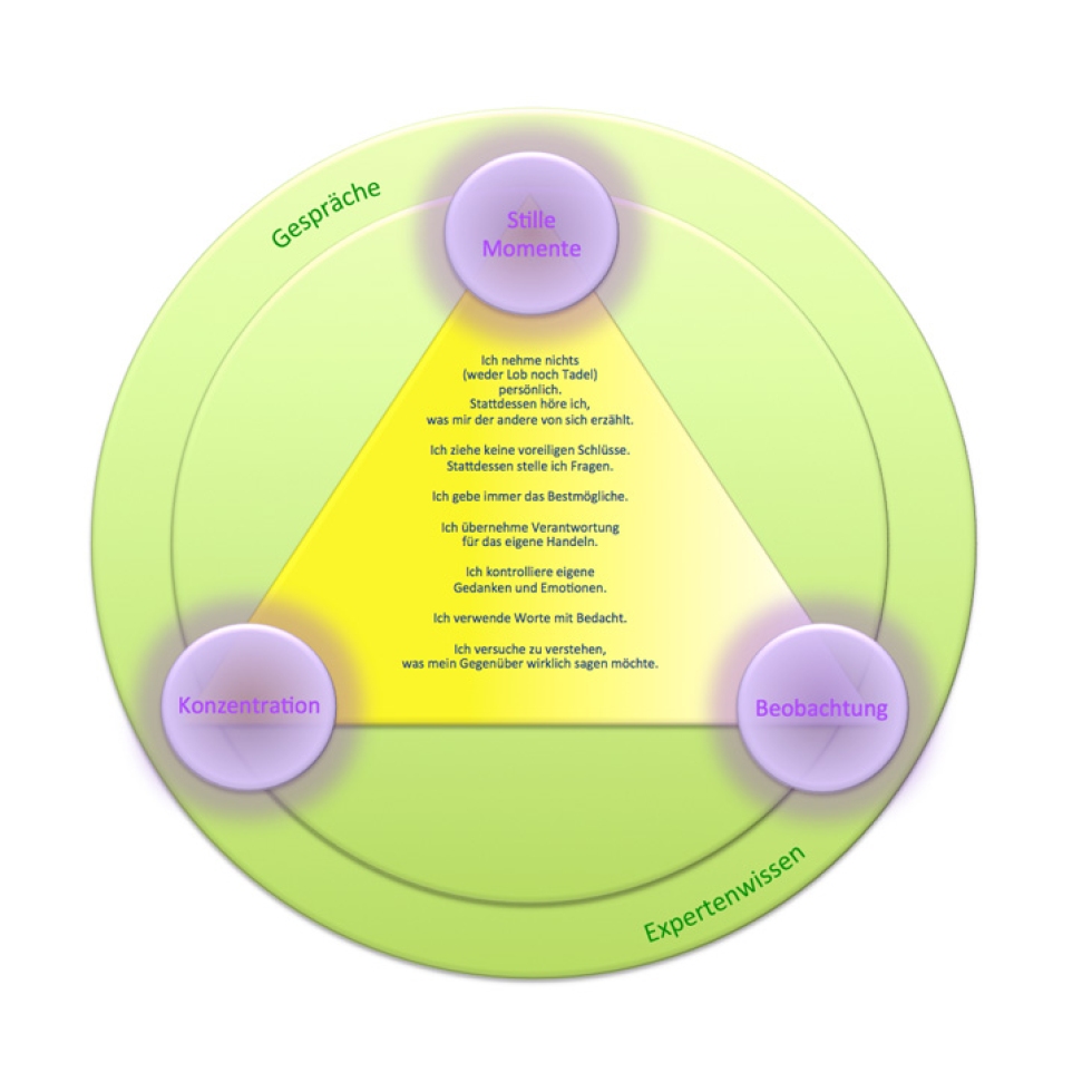 Entwurf zur Grafik „Fokus im Konflikt“ im ersten Manuskript: Anmutung zu esoterisch, Texte zu klein … Entwurf zur Grafik „Fokus im Konflikt“ im ersten Manuskript: Anmutung zu esoterisch, Texte zu klein …