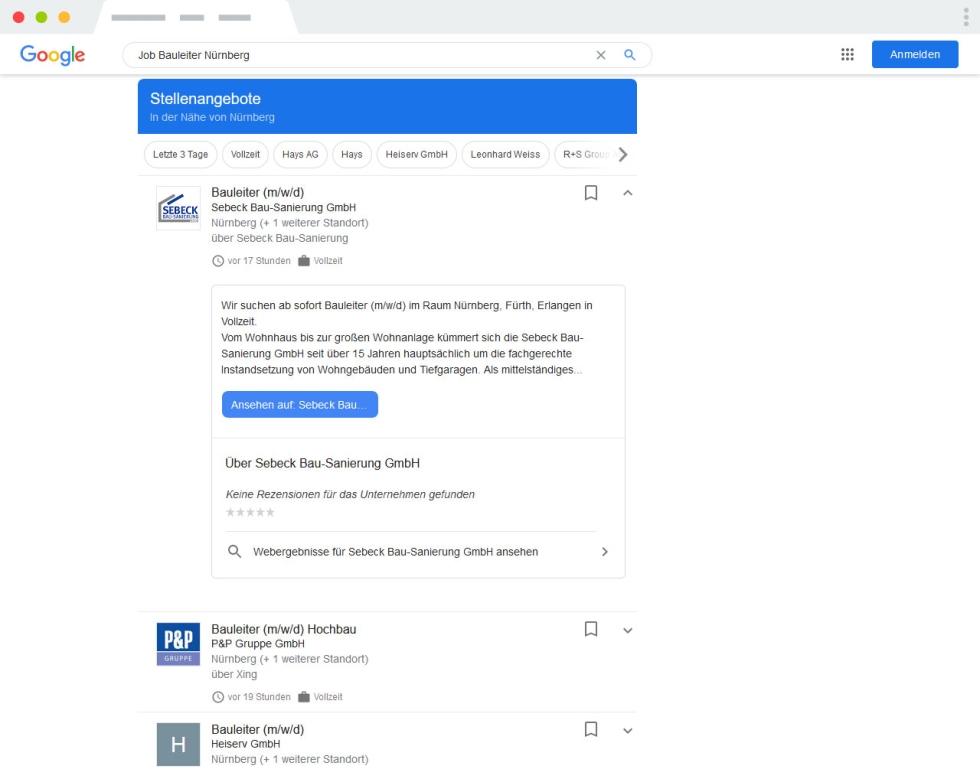 Schnellansicht eines der drei am besten positionierten Ergebnisse Schnellansicht eines der drei am besten positionierten Ergebnisse