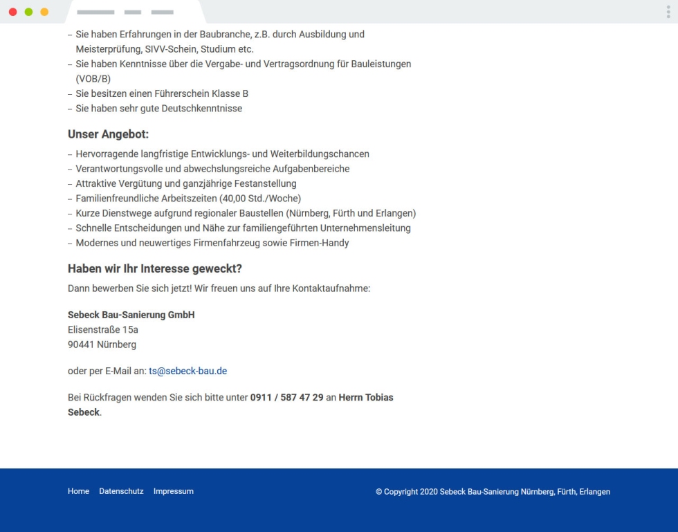 Die Inhalte stimmen exakt mit denen bei Google for Jobs überein Die Inhalte stimmen exakt mit denen bei Google for Jobs überein