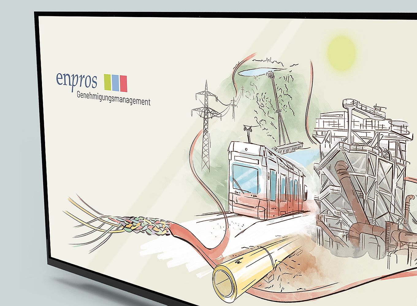 PowerPoint-Slides, Broschüre und Poster im Aquarell-Stil