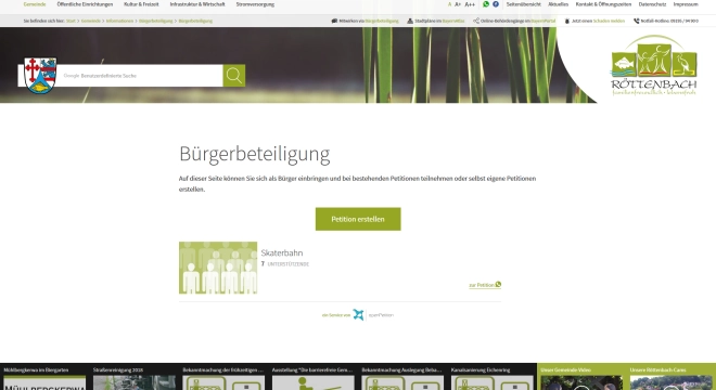 Erste Website einer deutschen Gemeinde mit Petitions-Portal