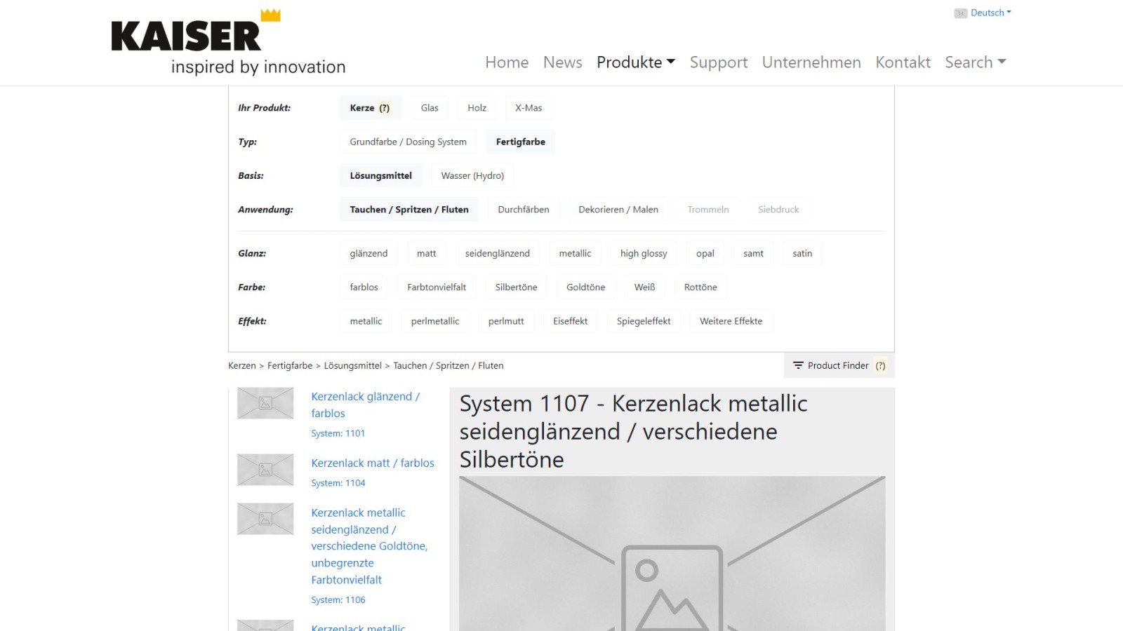 Prototyp Wireframe für Kaiser Lacke – Version 5