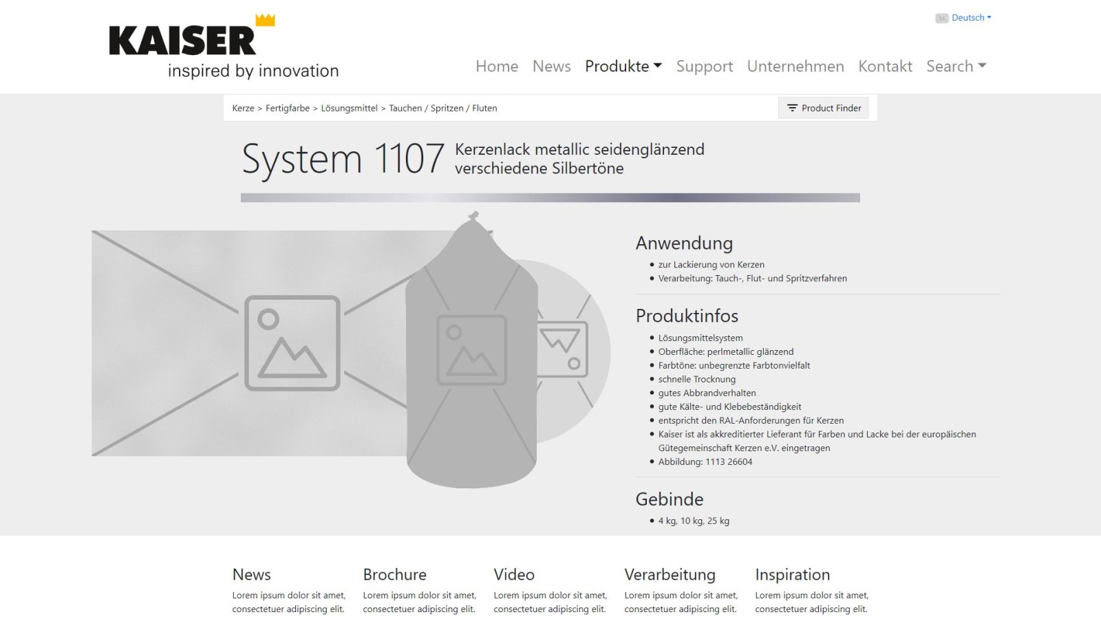 Prototyp Wireframe für Kaiser Lacke – Version 6