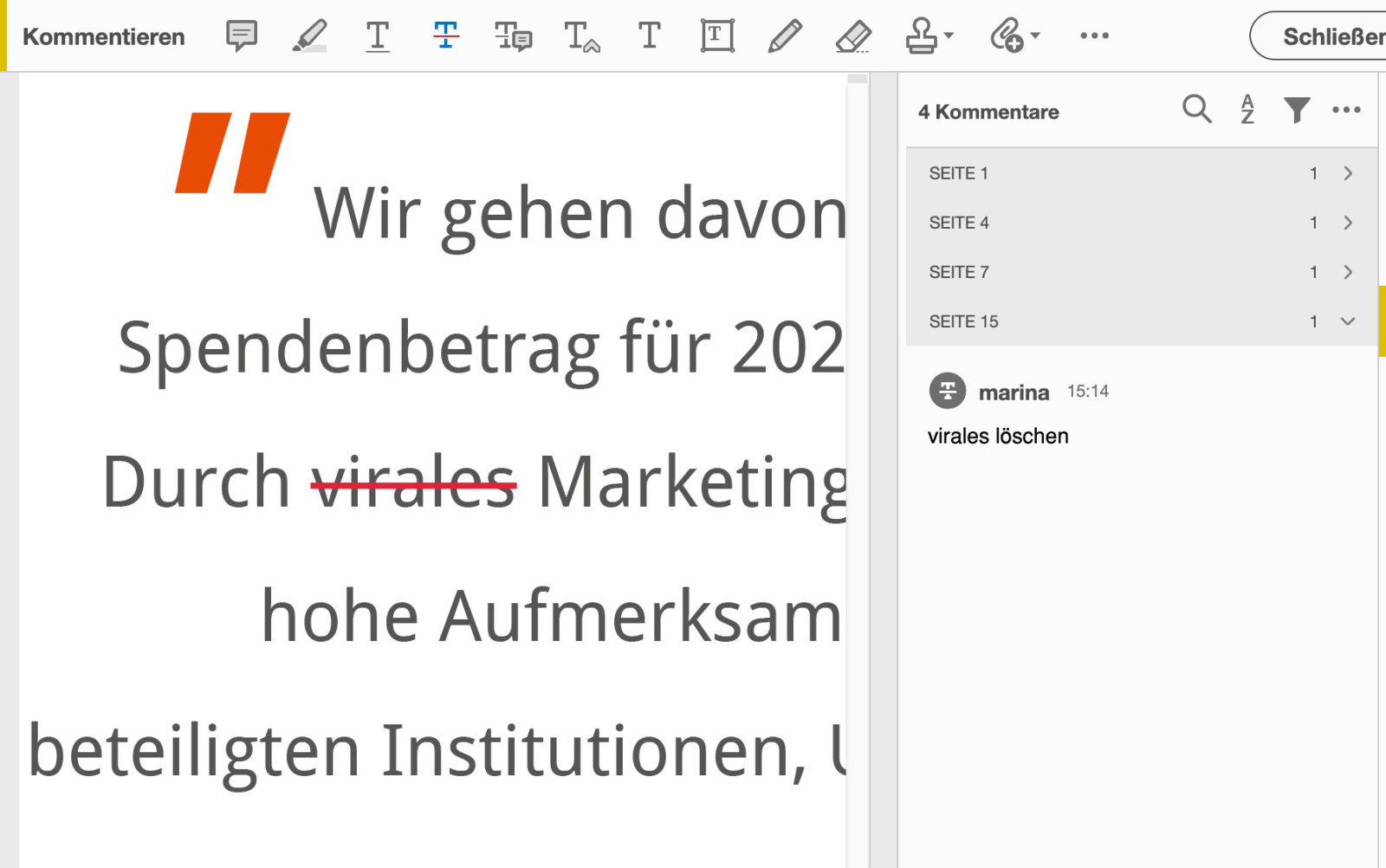 Text durchtreichen/löschen Text durchtreichen/löschen