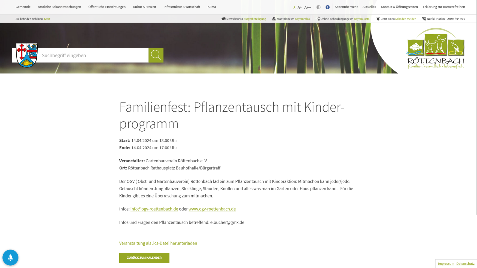 Die Detailseite eines Kalender-Eintrags