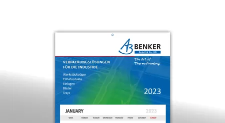 Kalender mit Folder zu nach­haltigen Ver­pack­ungen