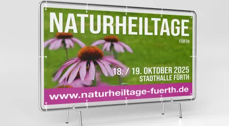 Werbematerialien für die Naturheiltage 2025 in der Stadthalle Fürth