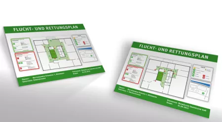 Flucht- und Rettungspläne zum Hallenneubau