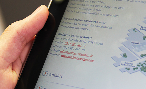 Verlinkte Tel.-Nummer (Darstellung Android Tablet)
