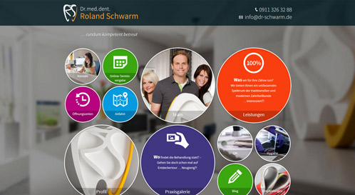 Die bunten Kreise und der dunkle Balken im oberen Bereich der Internetseite … Die bunten Kreise und der dunkle Balken im oberen Bereich der Internetseite …