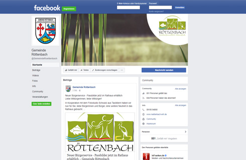 Facebook-Wall der Gemeinde Facebook-Wall der Gemeinde