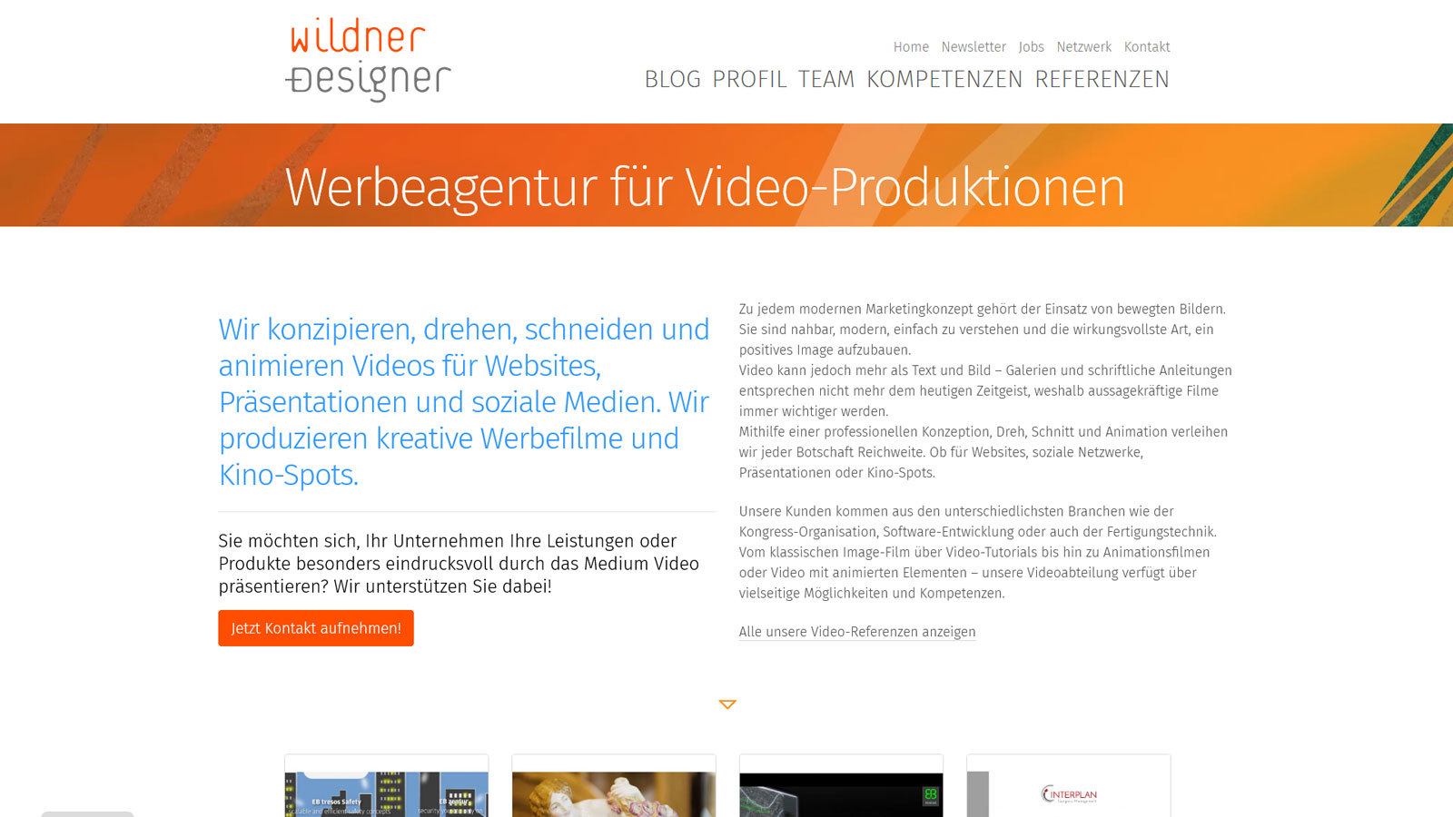 Landingpage für unsere Video-Abteilung Landingpage für unsere Video-Abteilung