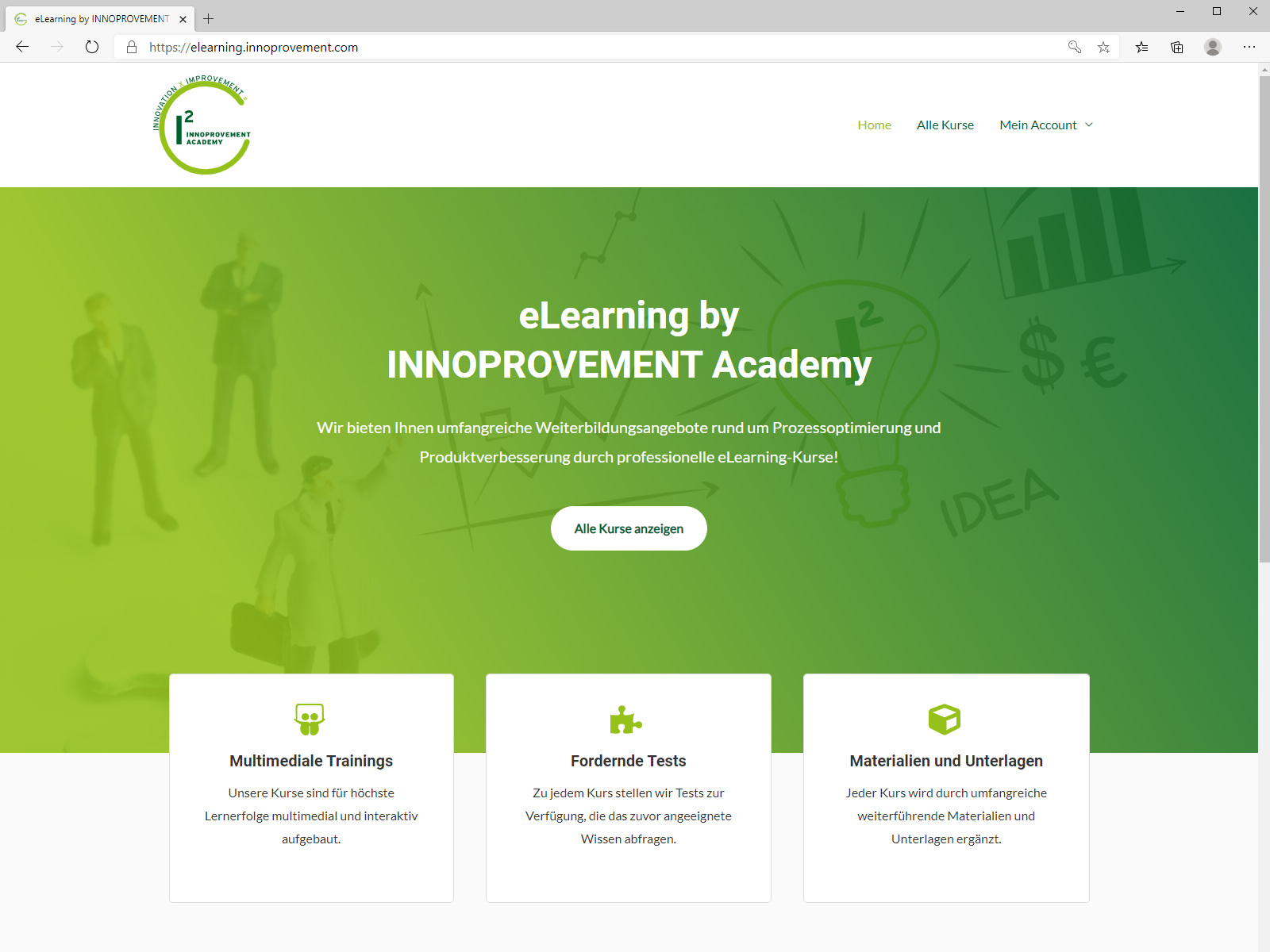 Startseite Lernmanagement-System der INNOPROVEMENT Academy