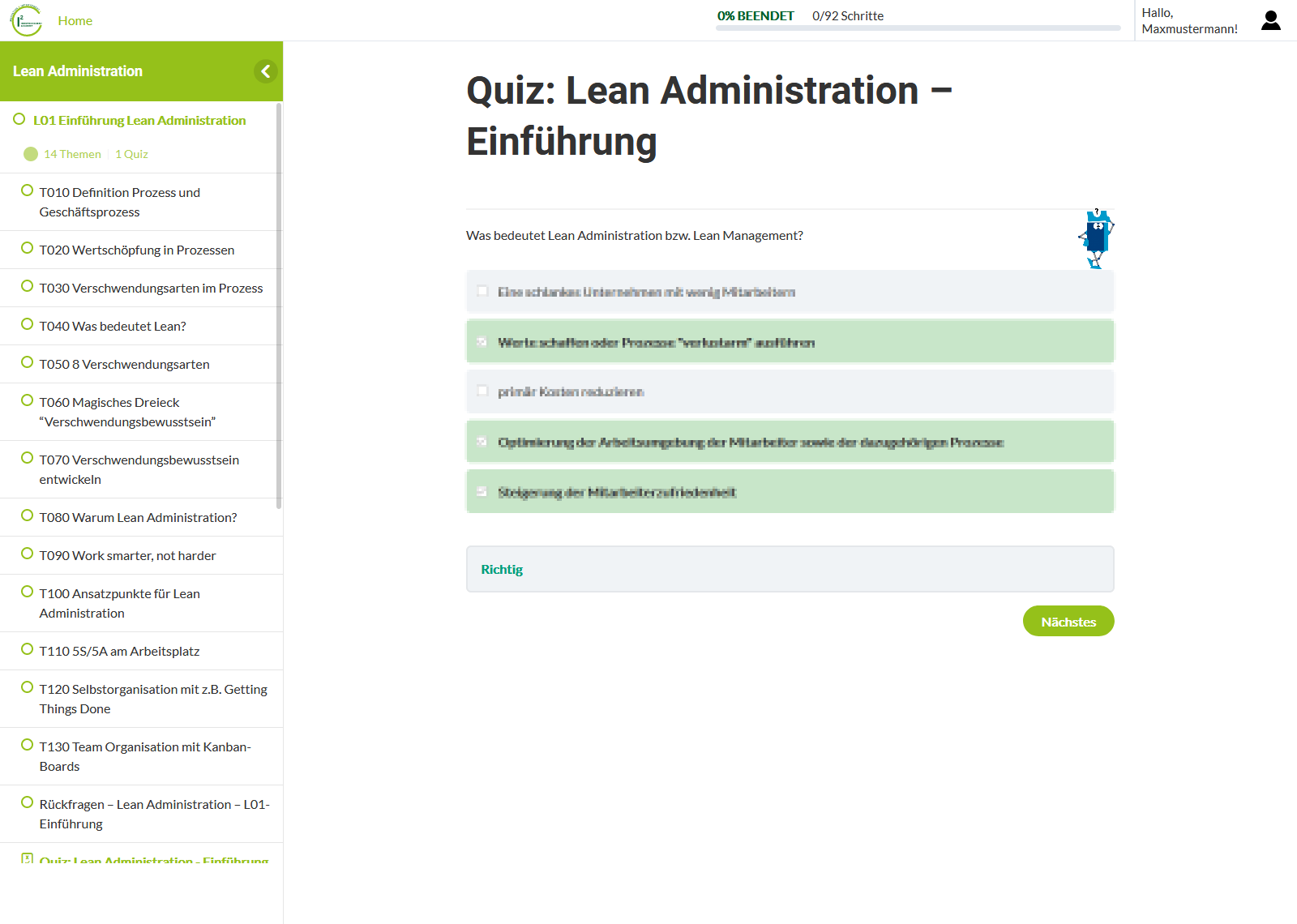 Abschlusstest nach dem Durchlaufen einer Lektion bzw. eines Lernabschnitts Abschlusstest nach dem Durchlaufen einer Lektion bzw. eines Lernabschnitts