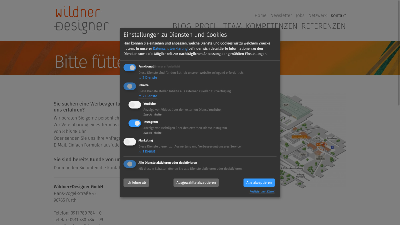 Consent Management Platform „Klaro“ auf unserer Website