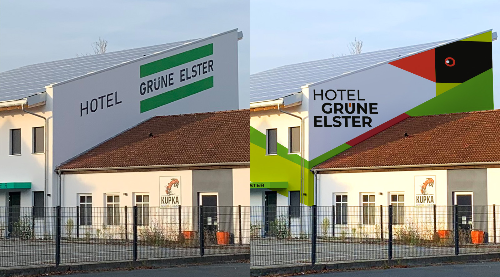 Fassade der grünen Elster – vorher & nachher