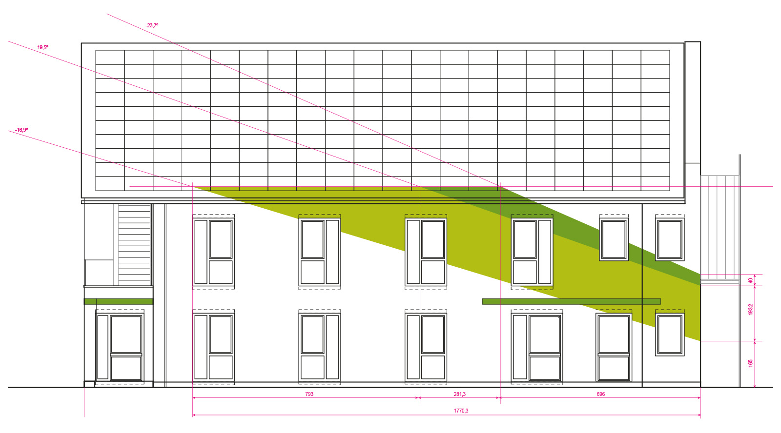 Fassade der grünen Elster – Maße Skizze für Maler