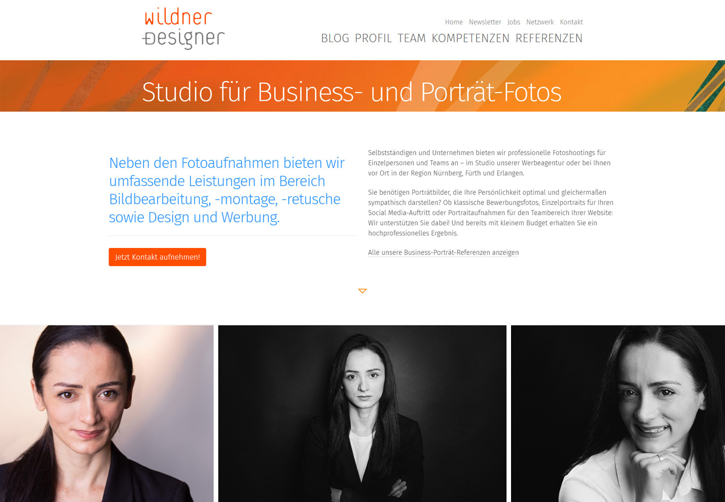 Landingpage für Business- und Porträt-Fotos